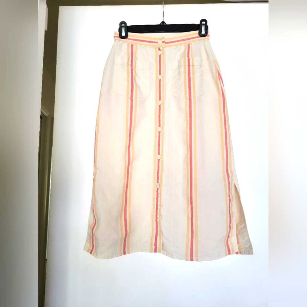 Vintage 80's‎ Mondi Made In Germany Button Front Midi Skirt XS